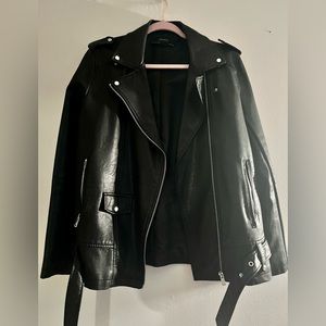 Zara Faux Leather Jacket - Black - Oversized Style